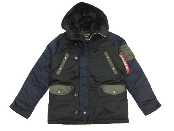 アルファ TA0316 配色切替 N-3B フライトジャケット ALPHA メンズ N3B パーカーコート: アルファインダストリーズ ALPHA  INDUSTRIES